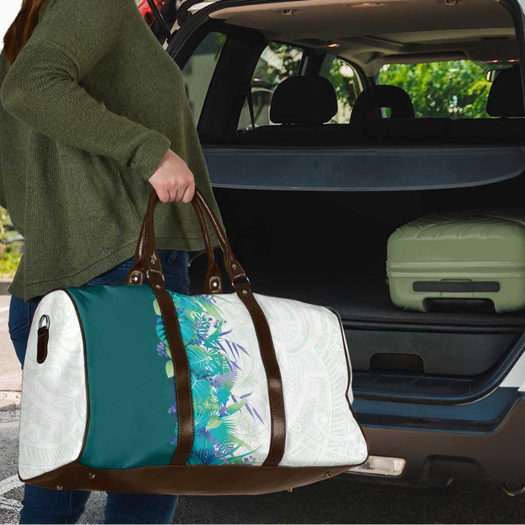 Hawaii Tropical Plant Teal Travel Bag Vibrant Polynesian Pattern