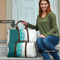 Hawaii Tropical Plant Teal Travel Bag Vibrant Polynesian Pattern