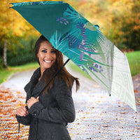 Hawaii Tropical Plant Teal Umbrella Vibrant Polynesian Pattern