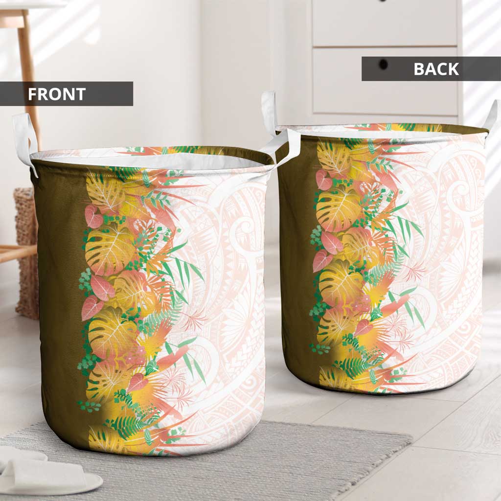 Hawaii Tropical Plant Lenalena Laundry Basket Vibrant Polynesian Pattern