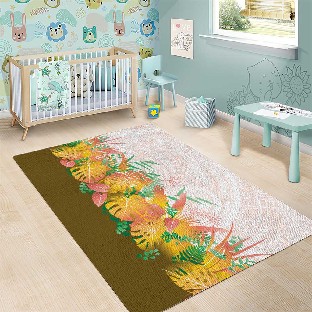Hawaii Tropical Plant Lenalena Area Rug Vibrant Polynesian Pattern