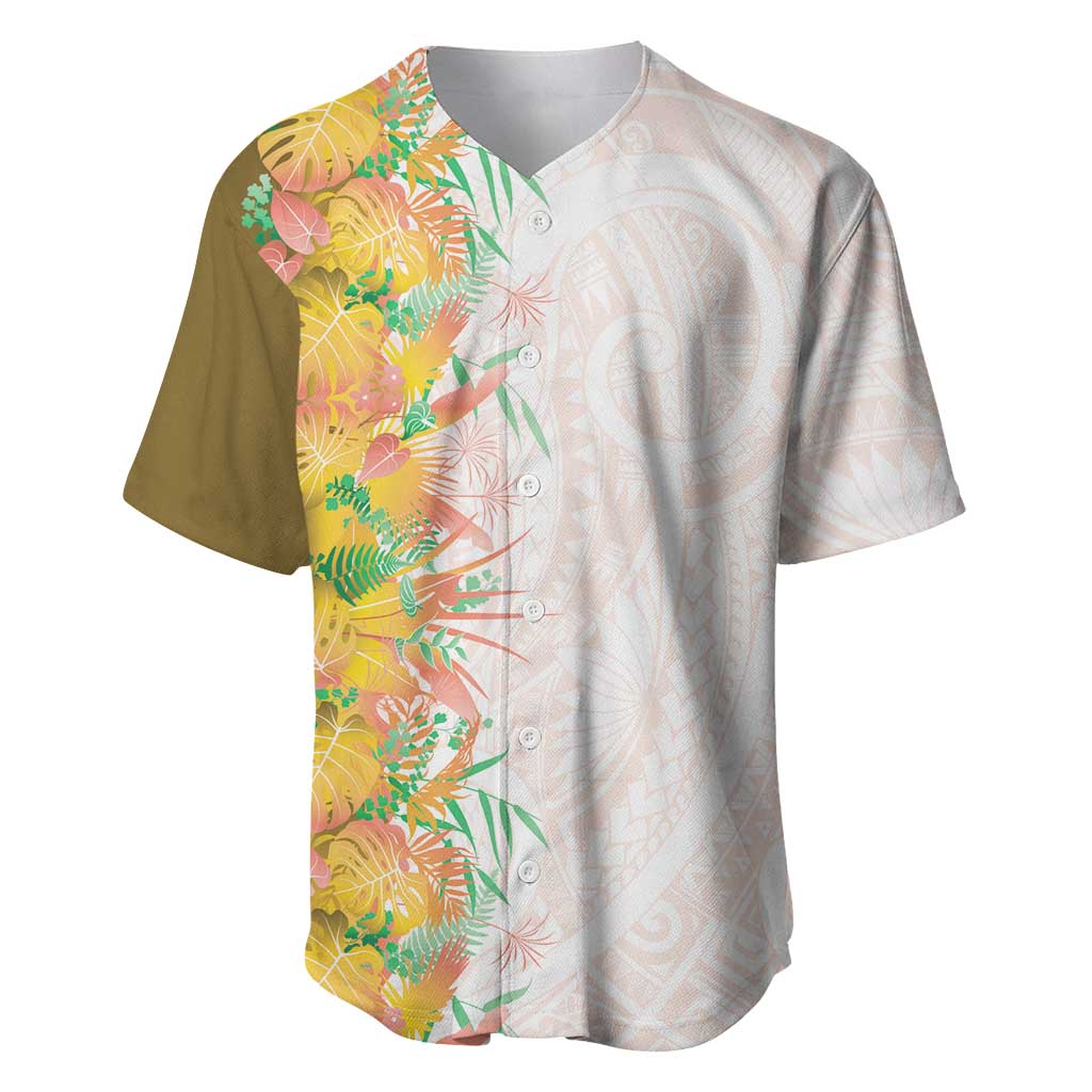 Hawaii Tropical Plant Lenalena Baseball Jersey Vibrant Polynesian Pattern