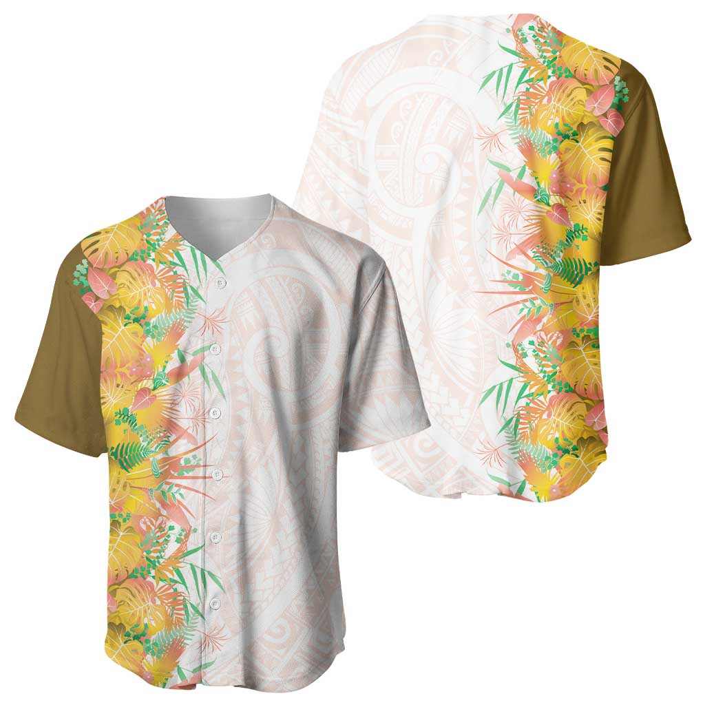 Hawaii Tropical Plant Lenalena Baseball Jersey Vibrant Polynesian Pattern
