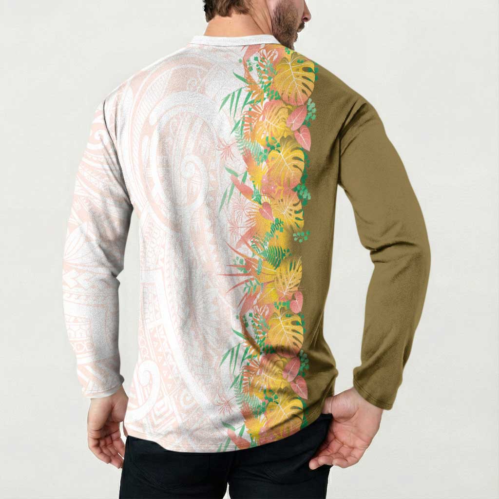 Hawaii Tropical Plant Lenalena Button Sweatshirt Vibrant Polynesian Pattern