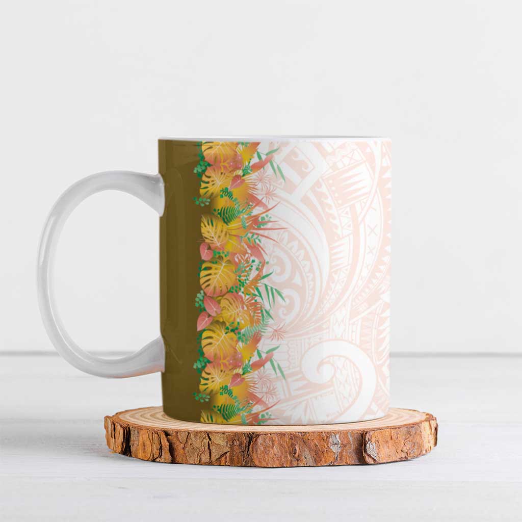 Hawaii Tropical Plant Lenalena Ceramic Mug Vibrant Polynesian Pattern