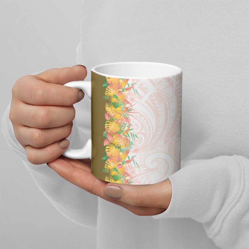 Hawaii Tropical Plant Lenalena Ceramic Mug Vibrant Polynesian Pattern