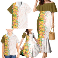Hawaii Tropical Plant Lenalena Family Matching Mermaid Dress and Hawaiian Shirt Vibrant Polynesian Pattern