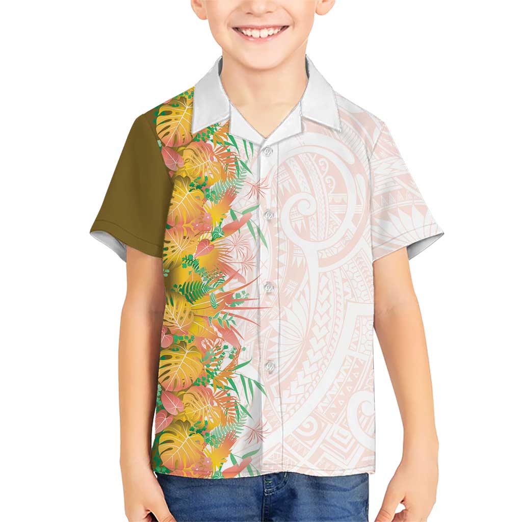 Hawaii Tropical Plant Lenalena Family Matching Off Shoulder Maxi Dress and Hawaiian Shirt Vibrant Polynesian Pattern