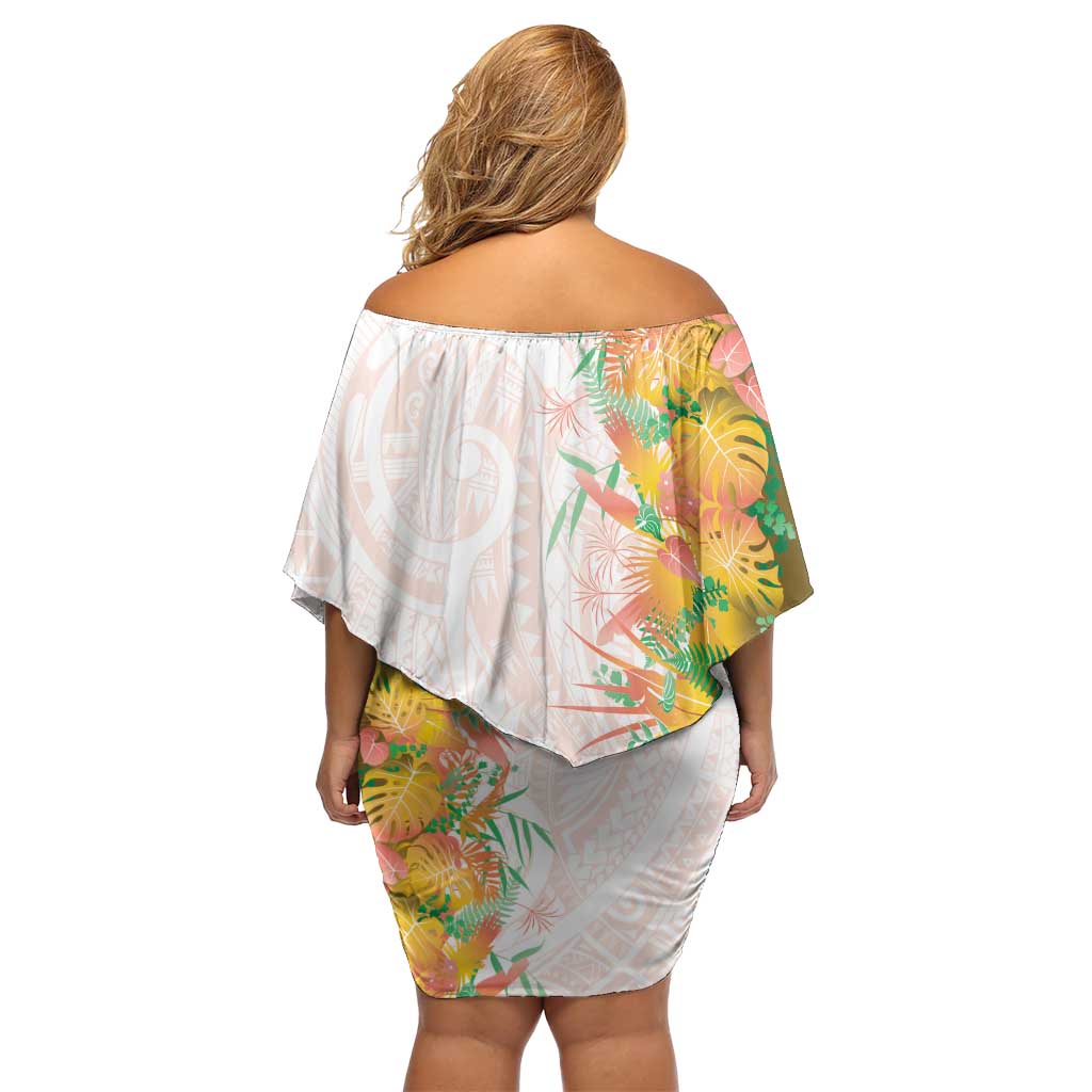 Hawaii Tropical Plant Lenalena Family Matching Off Shoulder Short Dress and Hawaiian Shirt Vibrant Polynesian Pattern
