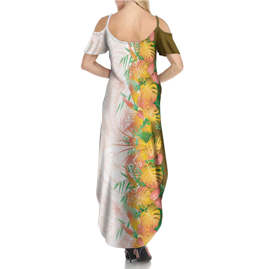 Hawaii Tropical Plant Lenalena Family Matching Summer Maxi Dress and Hawaiian Shirt Vibrant Polynesian Pattern