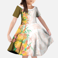 Hawaii Tropical Plant Lenalena Family Matching Tank Maxi Dress and Hawaiian Shirt Vibrant Polynesian Pattern