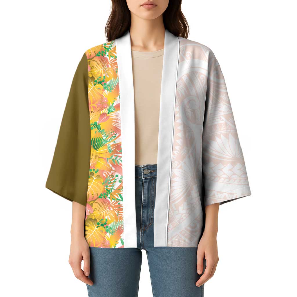 Hawaii Tropical Plant Lenalena Kimono Vibrant Polynesian Pattern