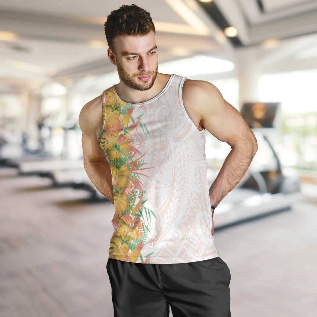 Hawaii Tropical Plant Lenalena Men Tank Top Vibrant Polynesian Pattern