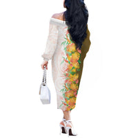 Hawaii Tropical Plant Lenalena Off The Shoulder Long Sleeve Dress Vibrant Polynesian Pattern LT01 - Polynesian Pride