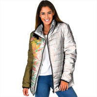 Hawaii Tropical Plant Lenalena Padded Jacket Vibrant Polynesian Pattern