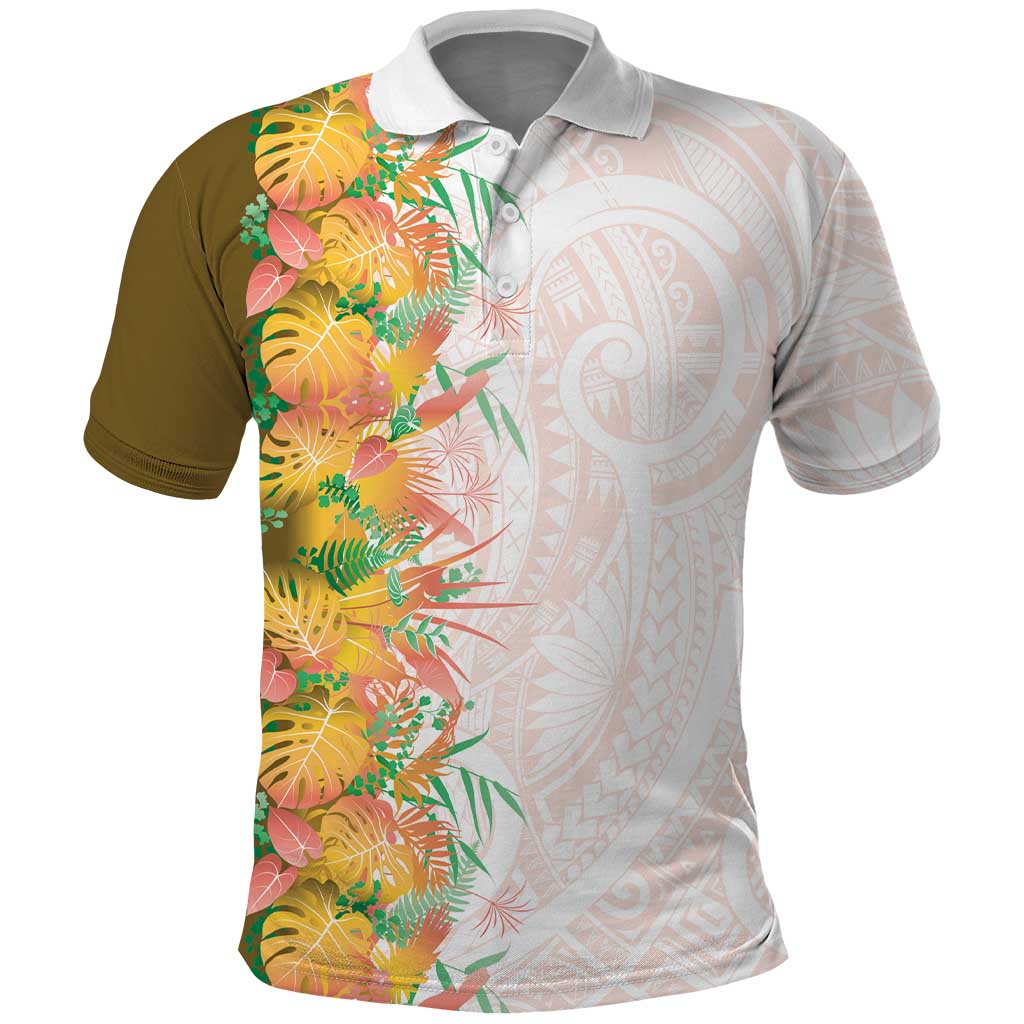 Hawaii Tropical Plant Lenalena Polo Shirt Vibrant Polynesian Pattern