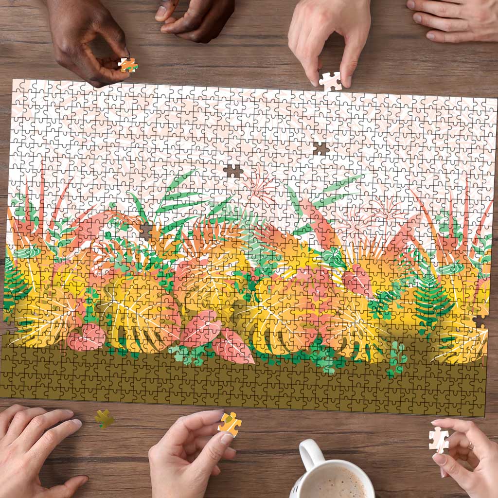Hawaii Tropical Plant Lenalena Puzzle Vibrant Polynesian Pattern