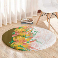 Hawaii Tropical Plant Lenalena Round Carpet Vibrant Polynesian Pattern