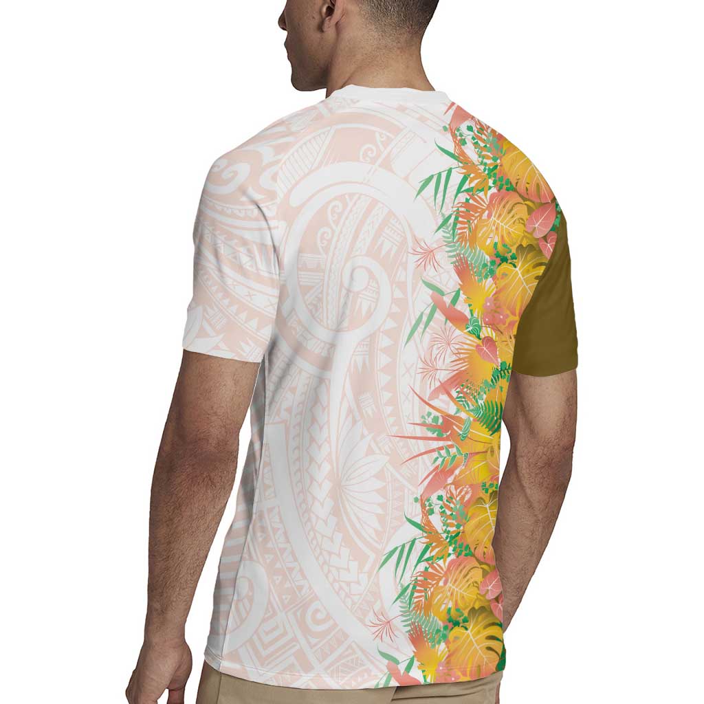 Hawaii Tropical Plant Lenalena Rugby Jersey Vibrant Polynesian Pattern