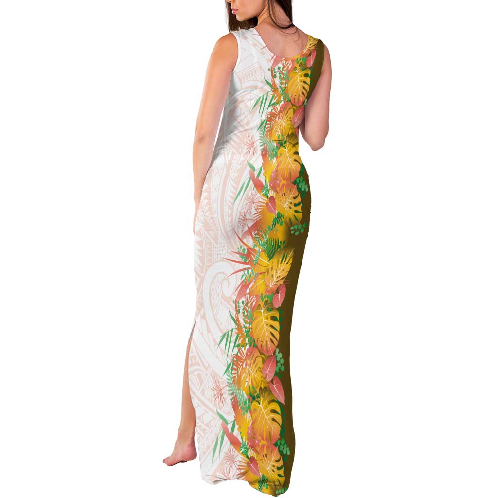 Hawaii Tropical Plant Lenalena Tank Maxi Dress Vibrant Polynesian Pattern
