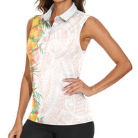 Hawaii Tropical Plant Lenalena Women Sleeveless Polo Shirt Vibrant Polynesian Pattern