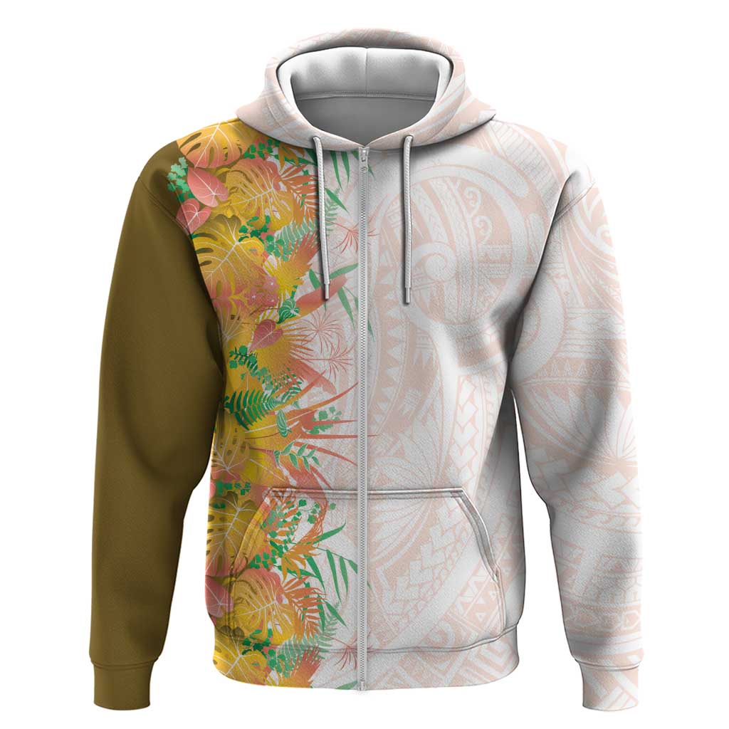 Hawaii Tropical Plant Lenalena Zip Hoodie Vibrant Polynesian Pattern
