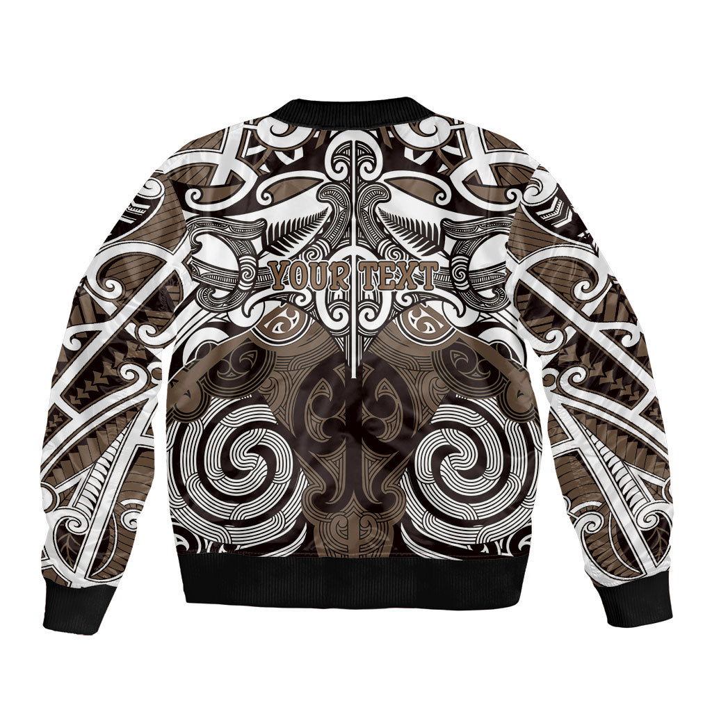 Personalised Maori Kati Mamoe Bomber Jacket Silver Fern Kowhaiwhai Art LT01 - Polynesian Pride