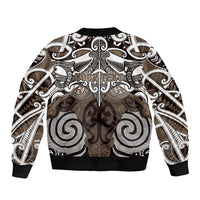 Personalised Maori Kati Mamoe Bomber Jacket Silver Fern Kowhaiwhai Art LT01 - Polynesian Pride