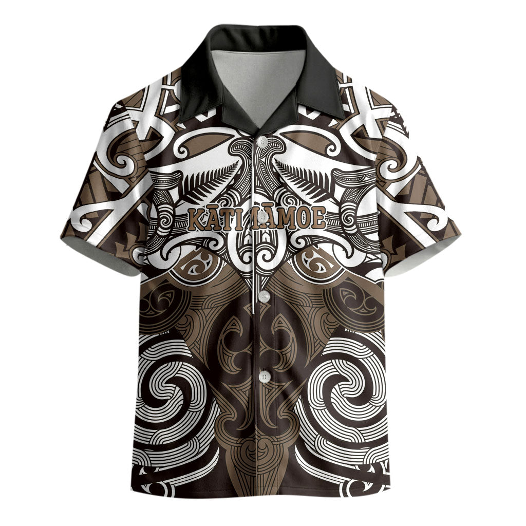 Personalised Maori Kati Mamoe Kid Hawaiian Shirt Silver Fern Kowhaiwhai Art LT01 - Polynesian Pride