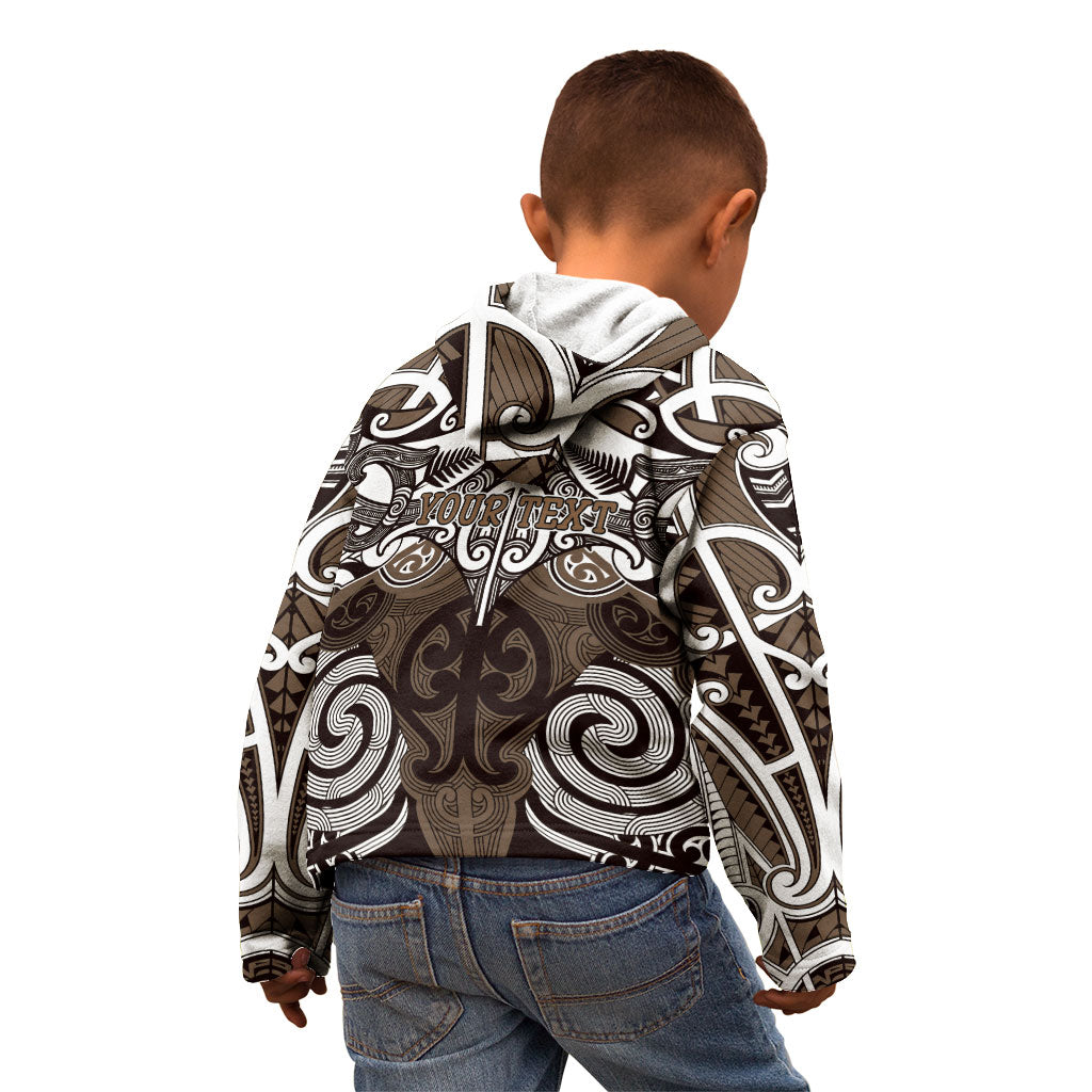 Personalised Maori Kati Mamoe Kid Hoodie Silver Fern Kowhaiwhai Art LT01 - Polynesian Pride