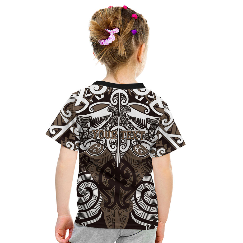 Personalised Maori Kati Mamoe Kid T Shirt Silver Fern Kowhaiwhai Art LT01 - Polynesian Pride