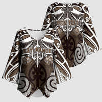 Personalised Maori Kati Mamoe Kimono Sleeve Blouse Silver Fern Kowhaiwhai Art LT01 - Polynesian Pride