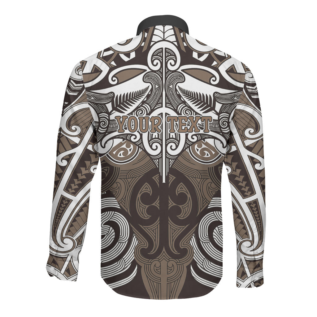 Personalised Maori Kati Mamoe Long Sleeve Button Shirt Silver Fern Kowhaiwhai Art LT01 - Polynesian Pride