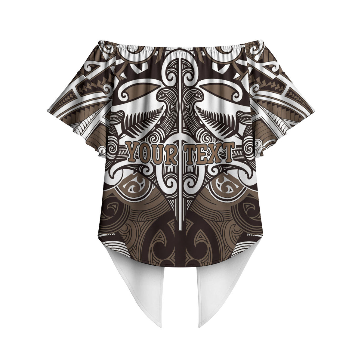 Personalised Maori Kati Mamoe Off Shoulder Wrap Waist Top Silver Fern Kowhaiwhai Art LT01 - Polynesian Pride