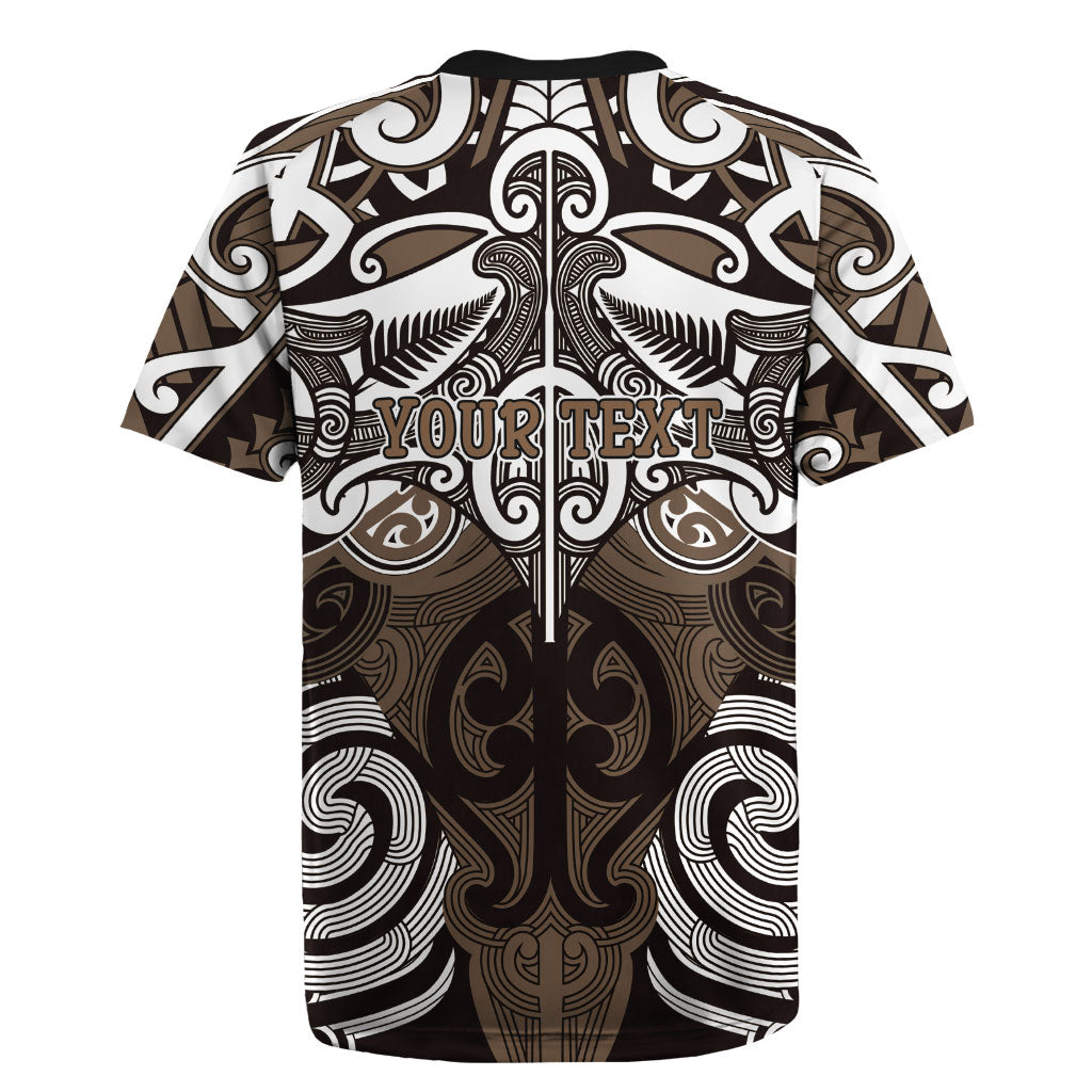 Personalised Maori Kati Mamoe Rugby Jersey Silver Fern Kowhaiwhai Art LT01 - Polynesian Pride