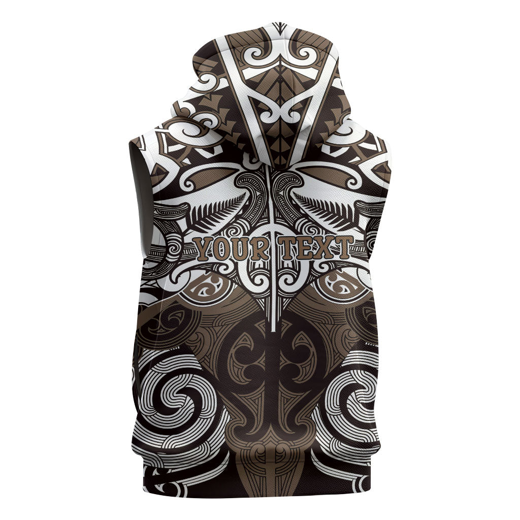 Personalised Maori Kati Mamoe Sleeveless Zip Hoodie Silver Fern Kowhaiwhai Art LT01 - Polynesian Pride