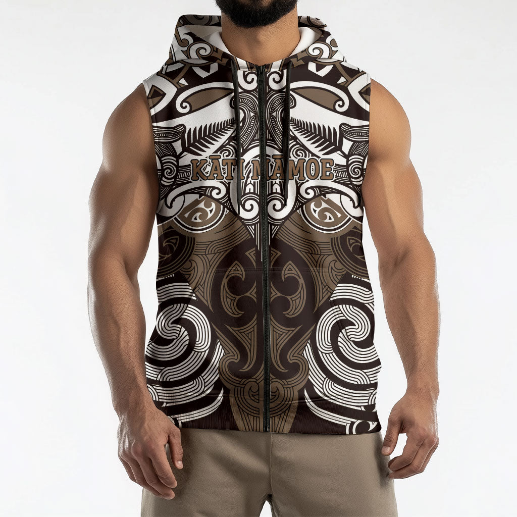Personalised Maori Kati Mamoe Sleeveless Zip Hoodie Silver Fern Kowhaiwhai Art LT01 - Polynesian Pride