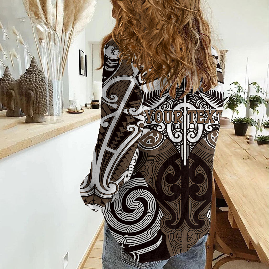Personalised Maori Kati Mamoe Women Casual Shirt Silver Fern Kowhaiwhai Art LT01 - Polynesian Pride