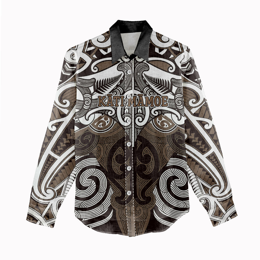 Personalised Maori Kati Mamoe Women Casual Shirt Silver Fern Kowhaiwhai Art LT01 - Polynesian Pride