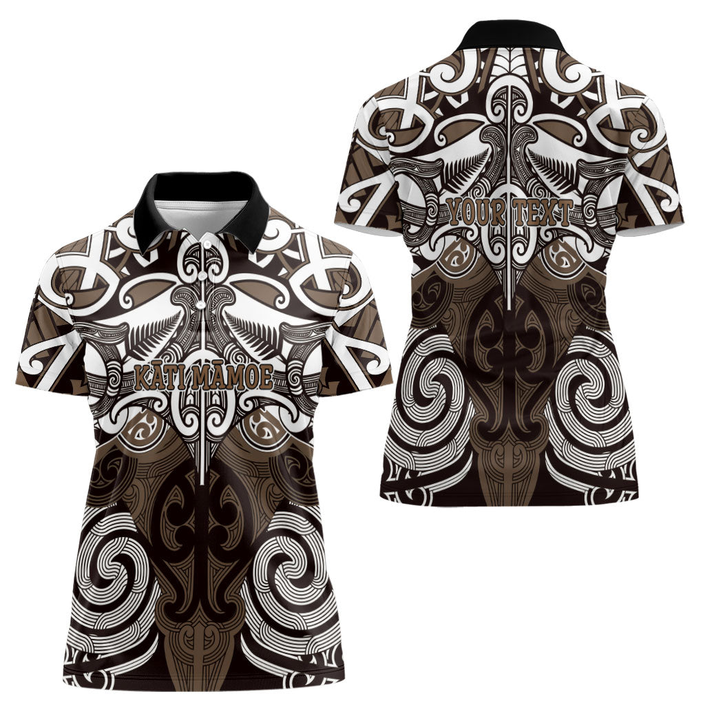 Personalised Maori Kati Mamoe Women Polo Shirt Silver Fern Kowhaiwhai Art LT01 - Polynesian Pride