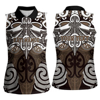 Personalised Maori Kati Mamoe Women Sleeveless Polo Shirt Silver Fern Kowhaiwhai Art LT01 - Polynesian Pride