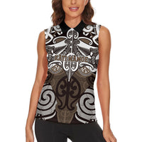 Personalised Maori Kati Mamoe Women Sleeveless Polo Shirt Silver Fern Kowhaiwhai Art LT01 - Polynesian Pride