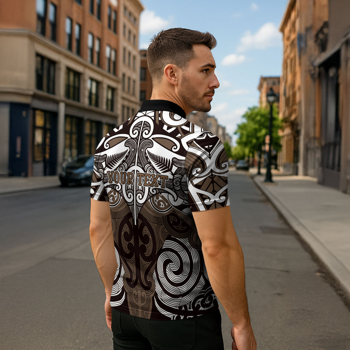 Personalised Maori Kati Mamoe Zipper Polo Shirt Silver Fern Kowhaiwhai Art LT01 - Polynesian Pride