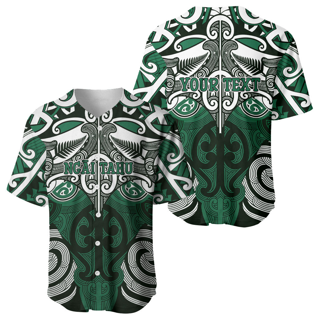 Personalised Maori Ngai Tahu Baseball Jersey Silver Fern Kowhaiwhai Art LT01 - Polynesian Pride