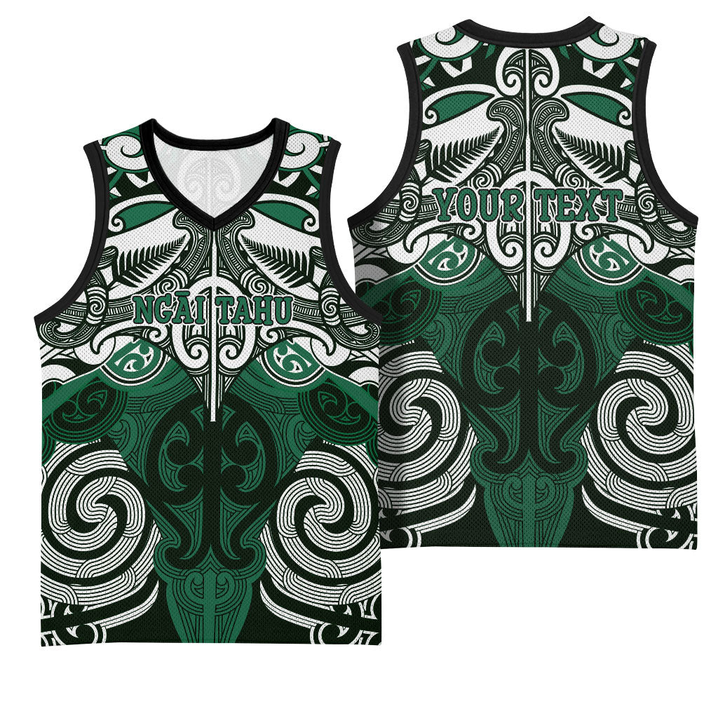 Personalised Maori Ngai Tahu Basketball Jersey Silver Fern Kowhaiwhai Art LT01 - Polynesian Pride
