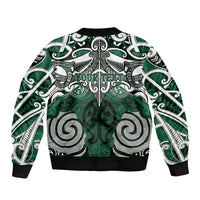 Personalised Maori Ngai Tahu Bomber Jacket Silver Fern Kowhaiwhai Art LT01 - Polynesian Pride