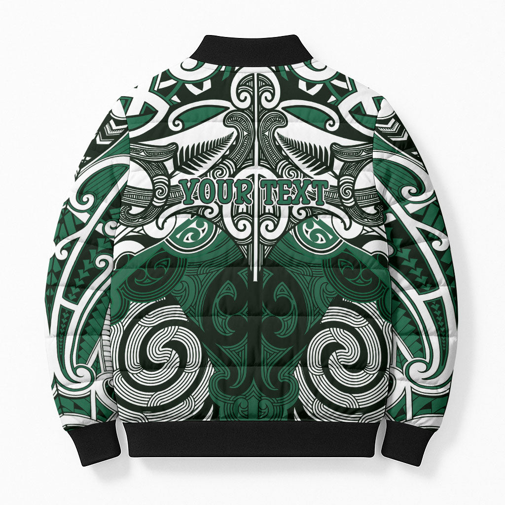 Personalised Maori Ngai Tahu Bomber Puffer Jacket Silver Fern Kowhaiwhai Art LT01 - Polynesian Pride