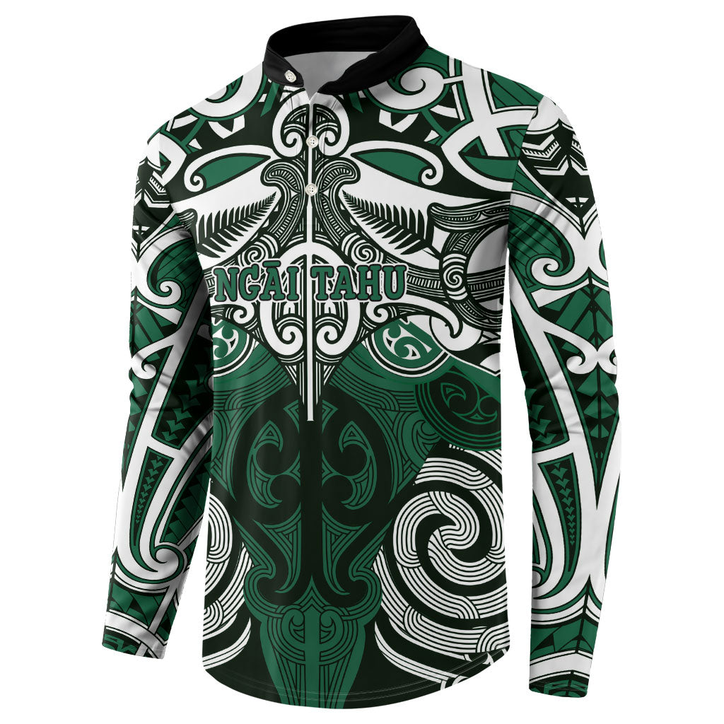 Personalised Maori Ngai Tahu Button Sweatshirt Silver Fern Kowhaiwhai Art LT01 - Polynesian Pride