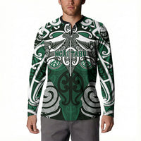 Personalised Maori Ngai Tahu Button Sweatshirt Silver Fern Kowhaiwhai Art LT01 - Polynesian Pride