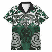 Personalised Maori Ngai Tahu Hawaiian Shirt Silver Fern Kowhaiwhai Art LT01 Green - Polynesian Pride